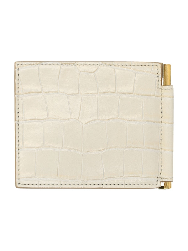 Logo Croco Effect Money Clip Wallet