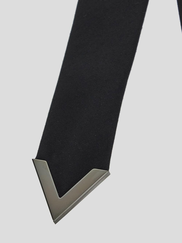 V Logo Wool Silk Necktie