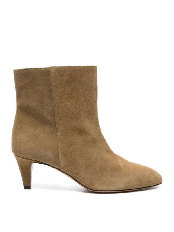 Beige Calfskin Ankle Heel Boots