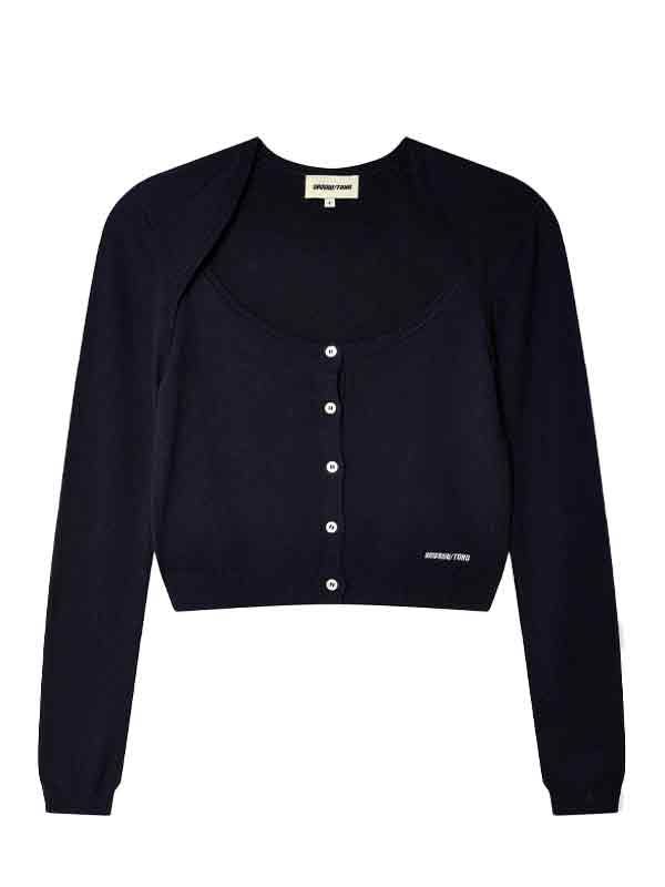 Logo Knit Navy Cardigan