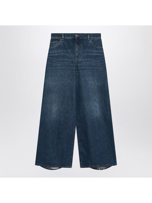 Wide Leg Washed Denim Pants