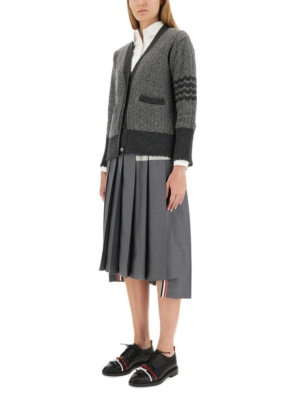 4-Bar Wool Pleated Skirt