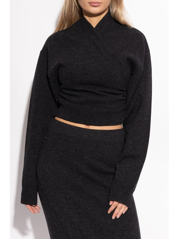 Wrap Crop Wool Knit