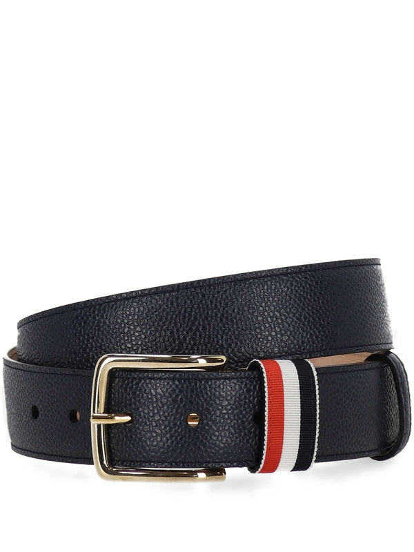Thom Browne Navy Black Leather Belts