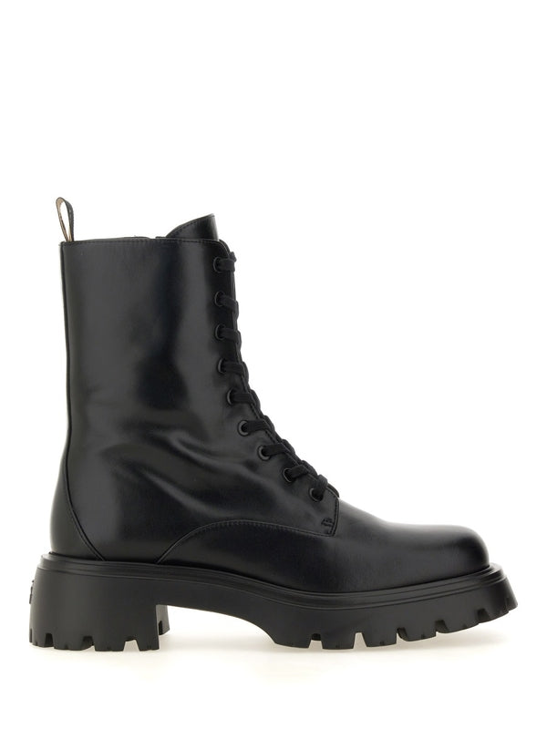 Black Calfskin Lace-up Boots