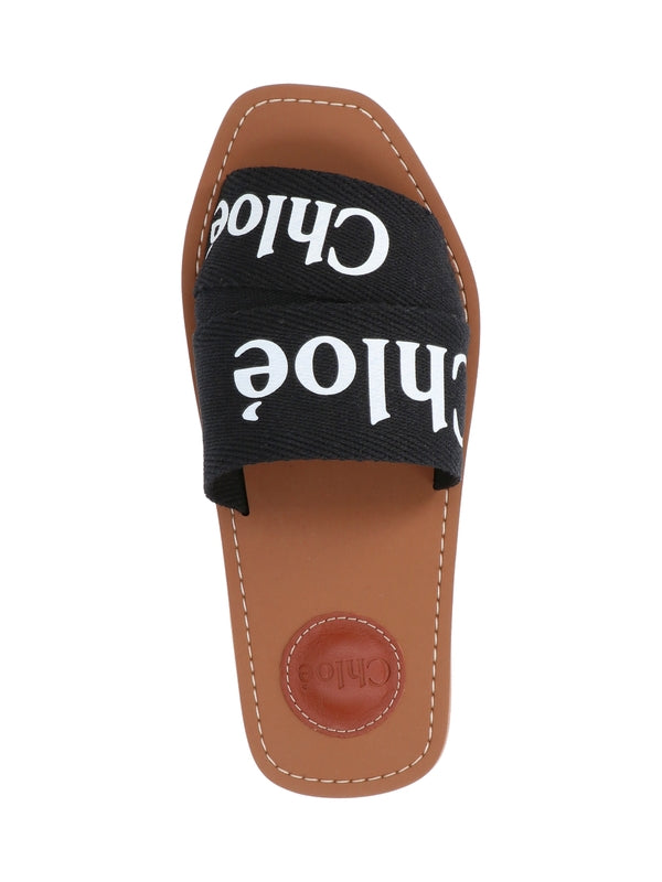 Woody Logo Strap Mule Sandals