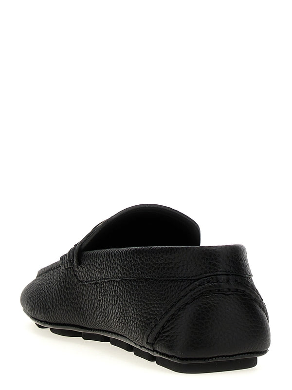 V Logo
  Embellished Leather Loafers