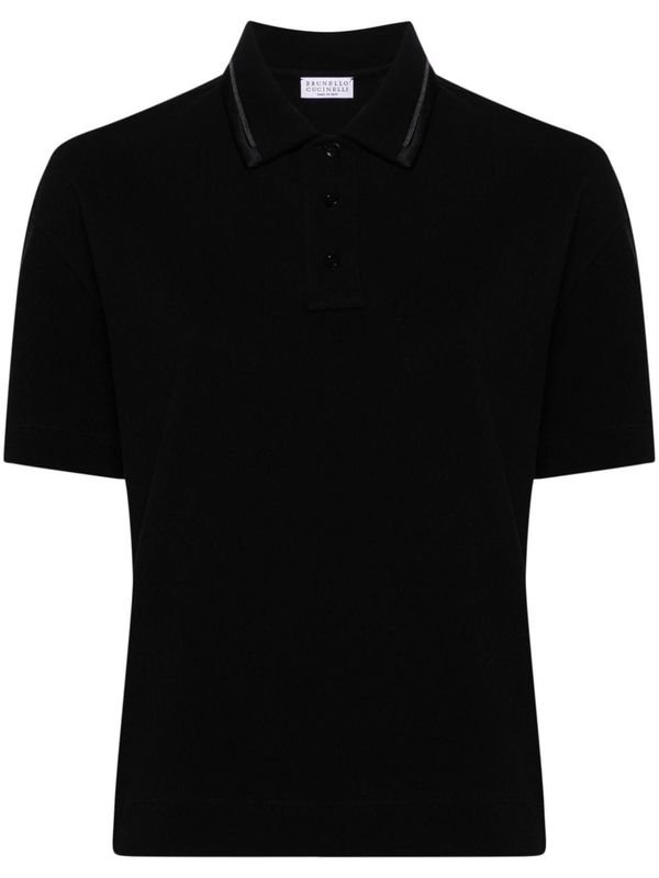 Monili Detail Cotton Polo Shirt