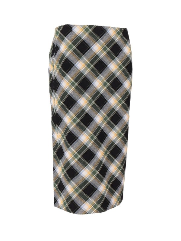 shushu/tong Back-Slit Check Skirt