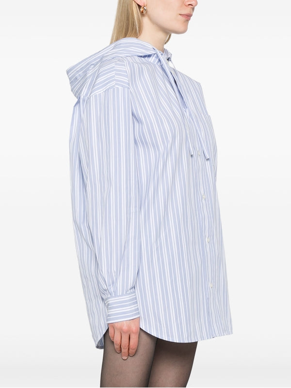 Stripe Hood Cotton Shirt