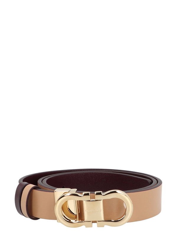 Ferragamo Beige Brown Leather Belts