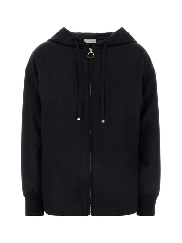 Wool Cashmere Hooded Zip-up