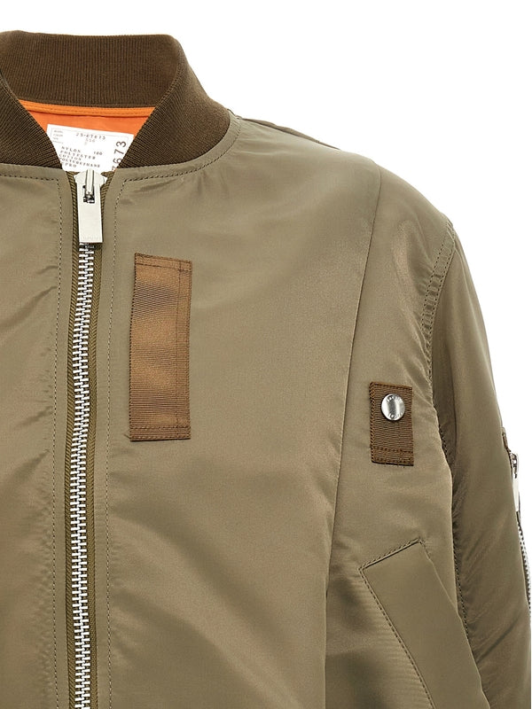 Asymmetric
  Detail Nylon Bomber Jacket