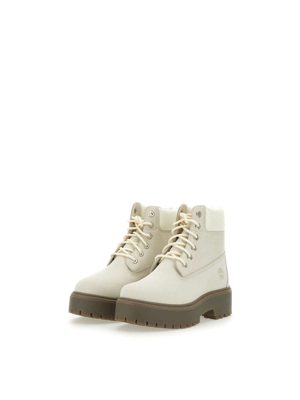 Timberland White Lace-Up Boots