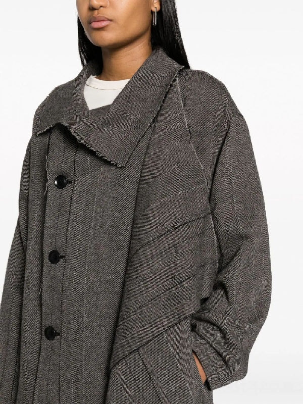 Herringbone Drape Panel Coat