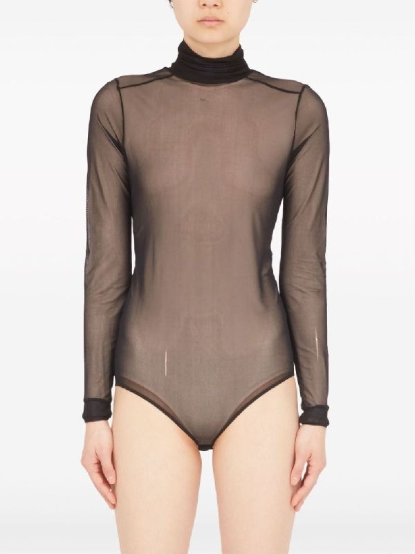 Back Stitch Sheer Bodysuit