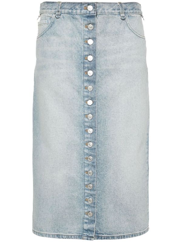 Back Slit
  Button Denim Skirt