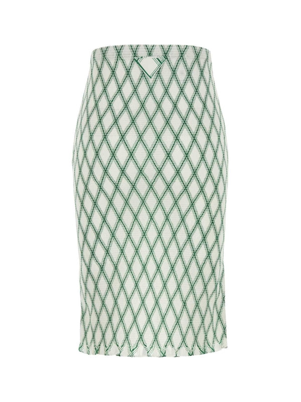 Back Triangle Patch Check Pattern Cotton Skirt