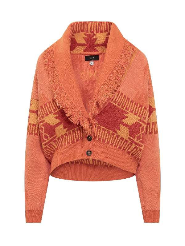 Icon Jacquard Fringe Shawl Cardigan