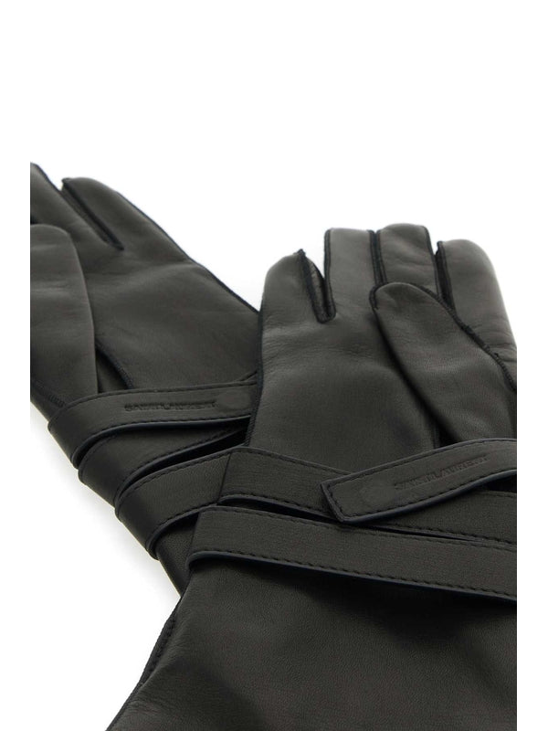 Logo Embossed Leather Gloves