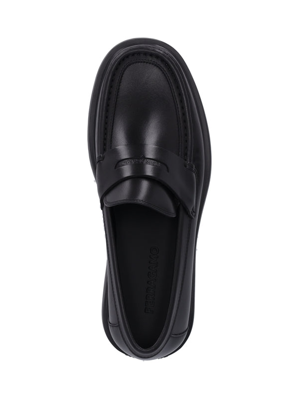 Black Leather Penny Loafers