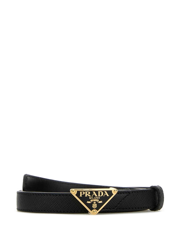 Triangle Logo Buckle Leather Belt