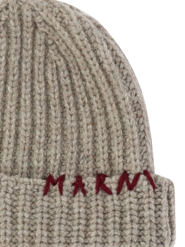 Logo Embroidered Wool Beanie