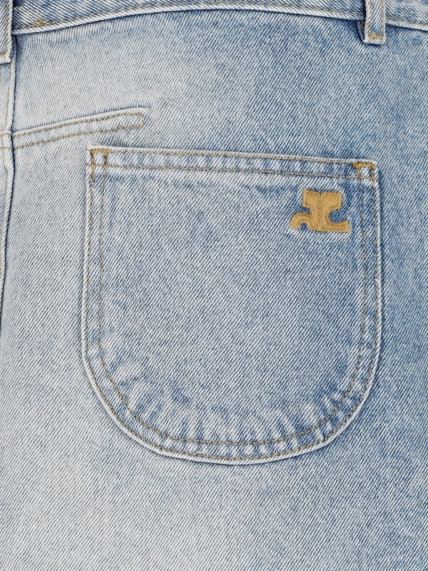 Logo Patch Pocket Multi-Button Denim
  Skirt