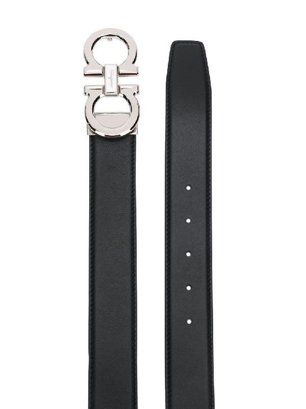 Gancini Buckle Reversible Leather Belt