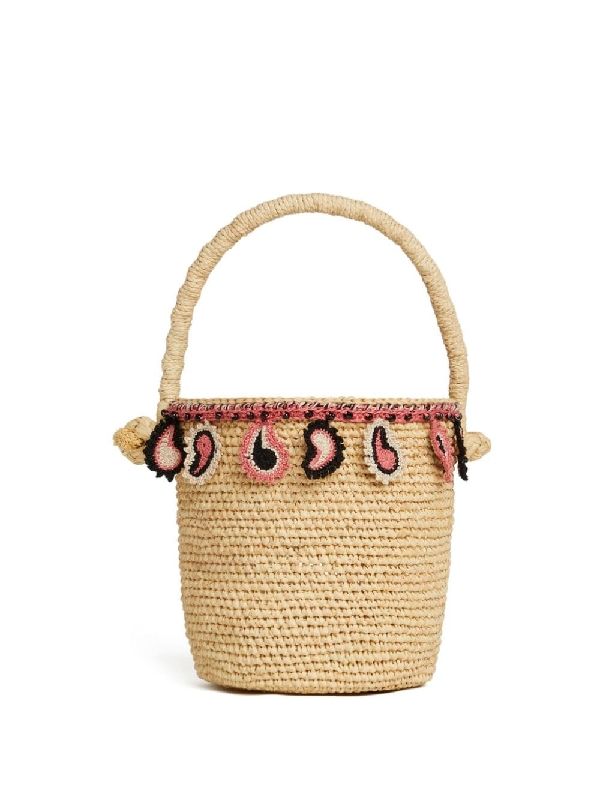 Paisley Detail
  Raffia Basket Bucket Bag