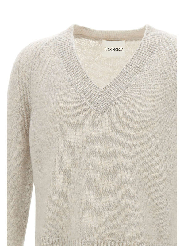 V-Neck Nylon Alpaca Wool Knit