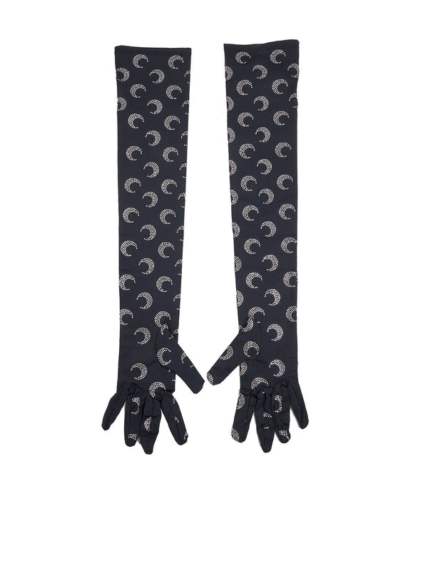 Allover Rhinestone Moon Logo Gloves