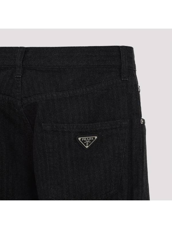 Back Pocket Triangle Logo Denim Pants