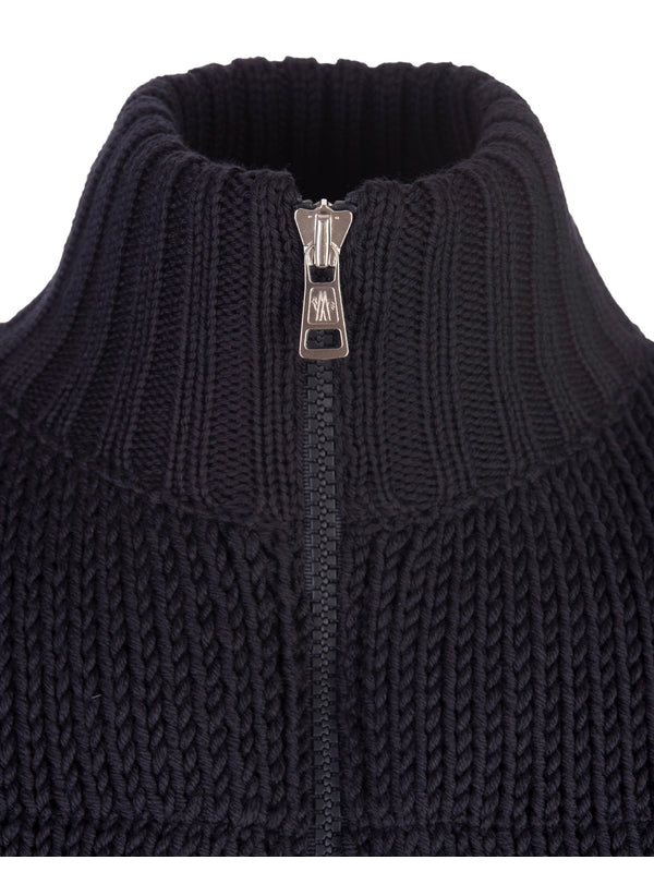 Wool Knit Padding Zip-Up