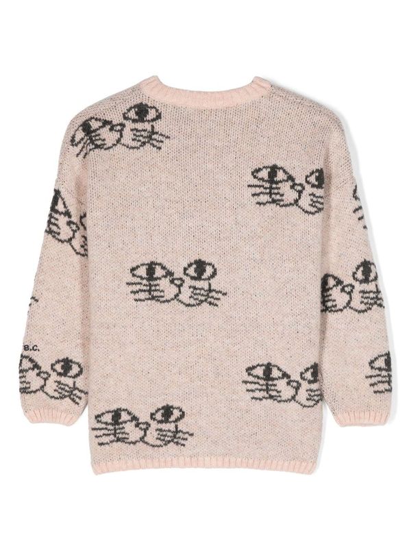 Allover Jacquard Crew Neck Knit