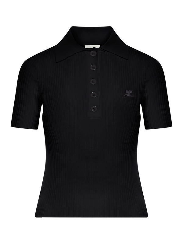 Iconic Logo Rib Knit Polo
  Shirt