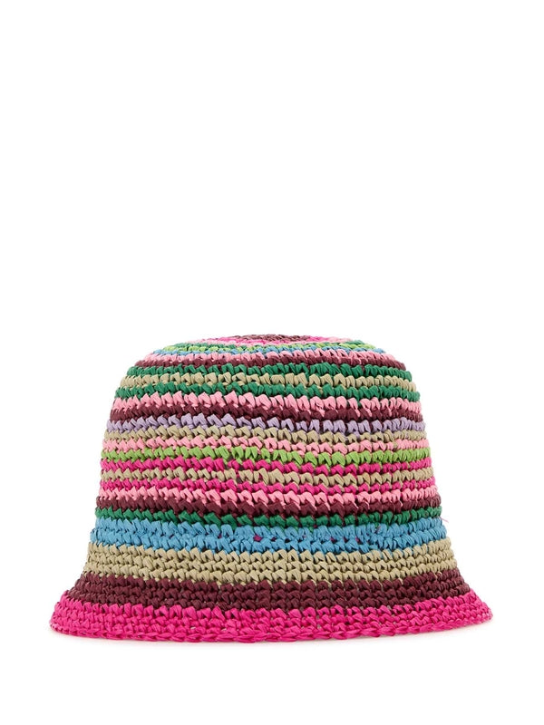 Color Stripe Raffia Bucket Hat