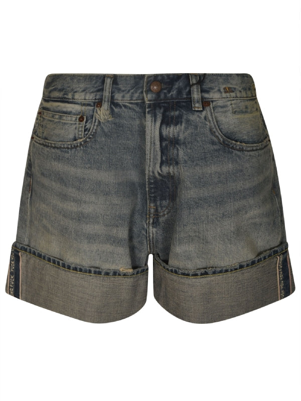 Nina Logo Patch Denim Shorts