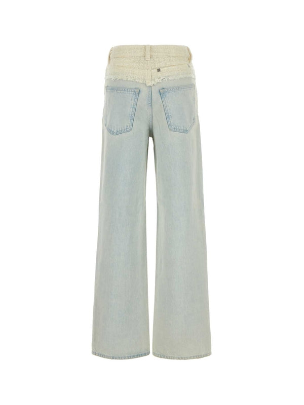 4g Button Tweed Panel Denim Pants