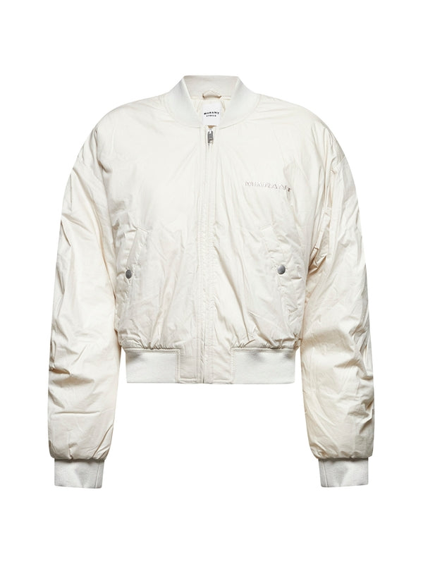 Logo Embroidered Cotton Nylon Bomber Jacket