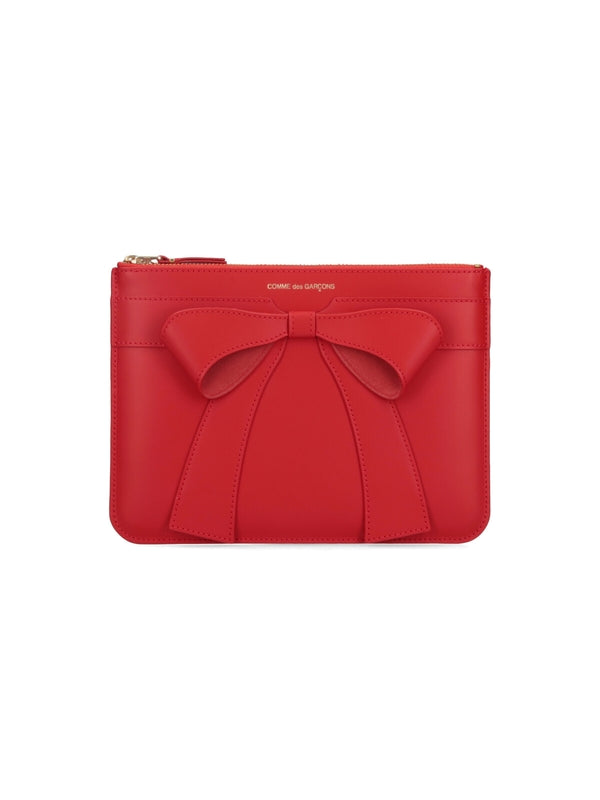 Big Bow Leather Pouch Bag