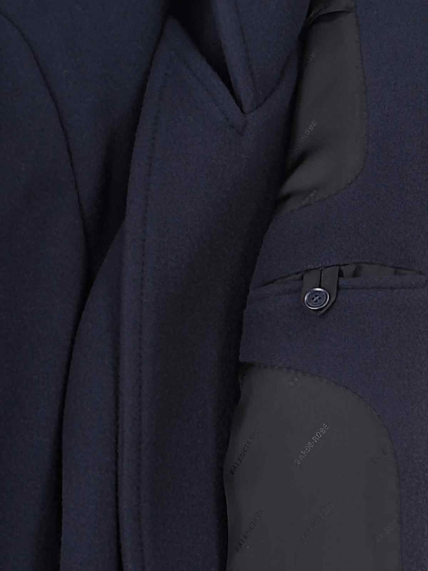 Navy Wool Hoodie Coat