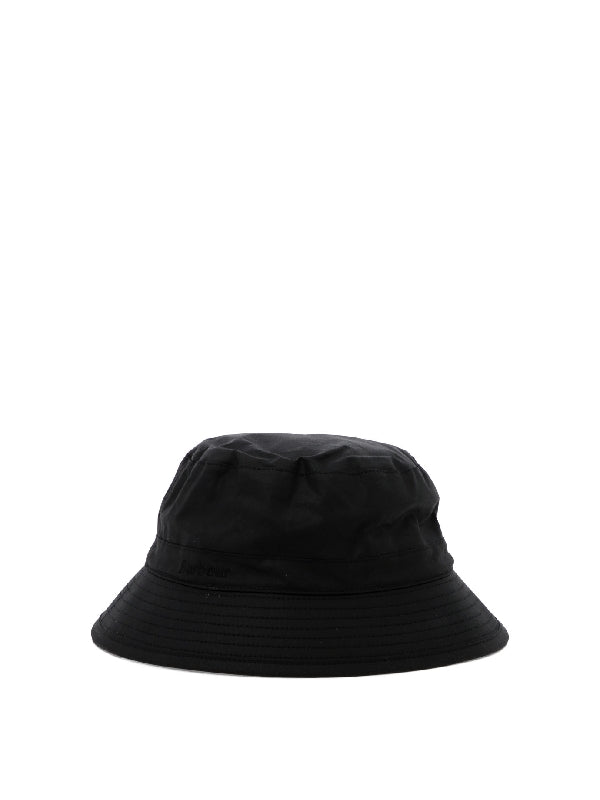 Logo Embroidered Waxed Cotton Bucket Hat