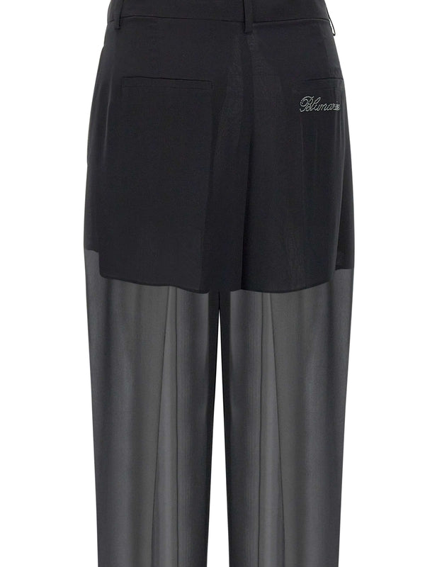 Logo Detail Layered Silk Pants