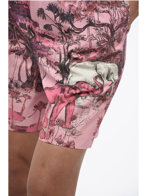 Allover Print Cotton Silk Shorts