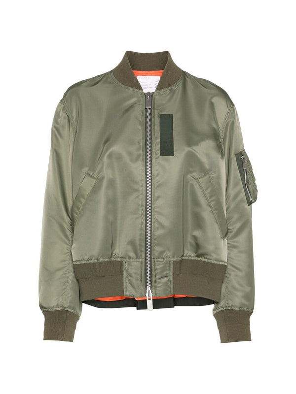 Sleeve Pocket Nylon Bomber
  Jacket