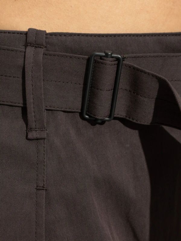 Wide Pleats Belt Cotton Pants