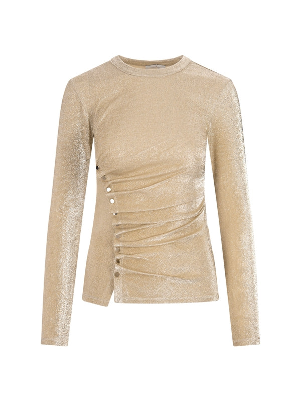 Asymmetric Metallic Long Sleeve Top