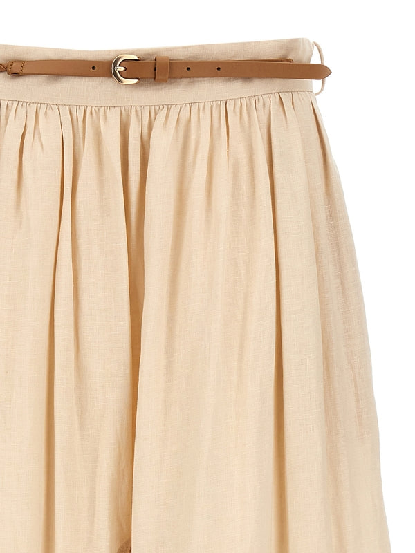 WYLIE Belted
  Flare Long Skirt