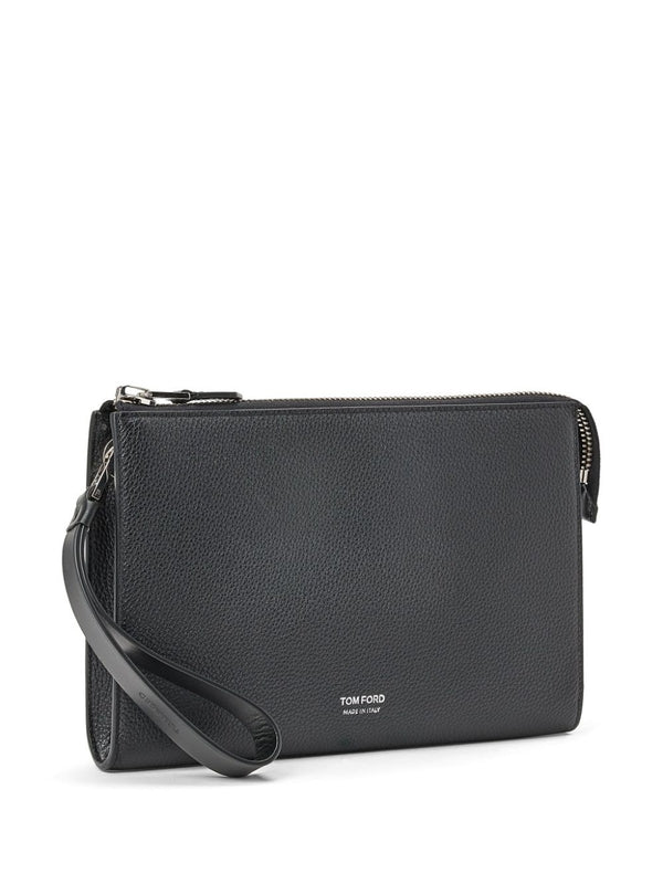 Logo Leather Clutch Bag